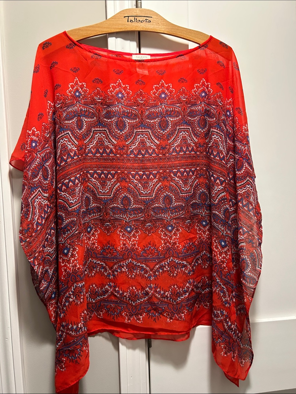 Talbots Red Paisley Tunic Top